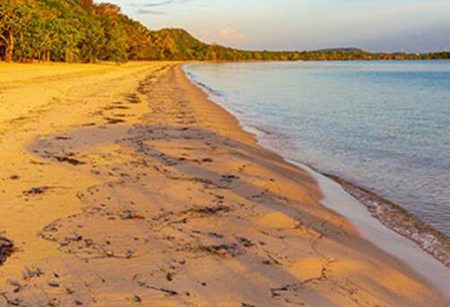 A panoramic view of a beach in Alter do Chao