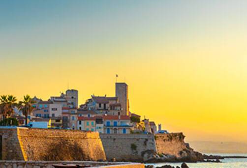 The historic centre of Antibes at sunset