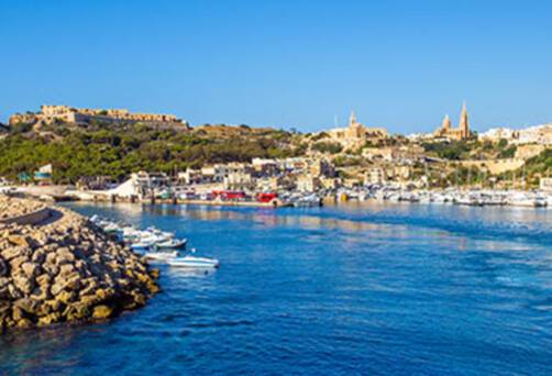 A panoramic view of Mgarr's port