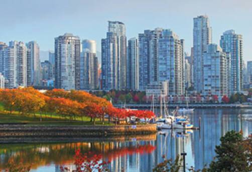 A panoramic view of Vancouver in autumn