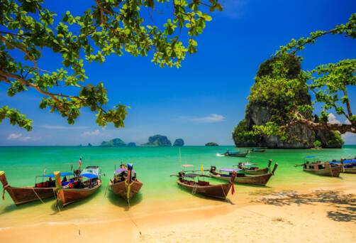 Ko Samui beach with small boats