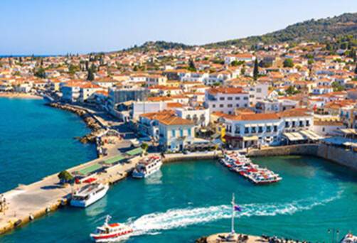 A panoramic aerial view of Spetsai