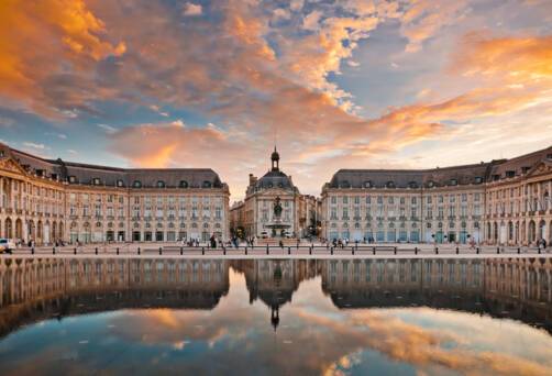 The view of Place de la Bourse in Bordeaux