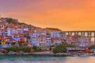 A panoramic view of Kavala at sunset