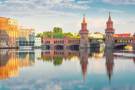 Berlin cityscape reflected in water
