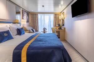 Britannia Balcony (Obstructed View) Bedroom, Queen Mary 2, Cunard