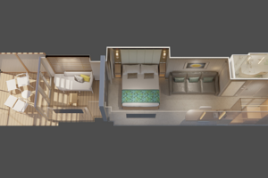 Cabana Deck Mini-Suite Floorplan, Sun Princess, Princess Cruises