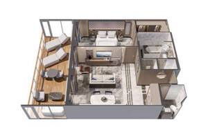 Grandeur Suite Layout, Seven Seas Grandeur