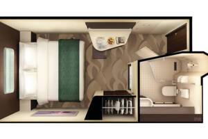 Oceanview Stateroom floor plan, Norwegian Escape