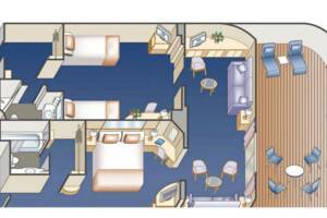 Family Suite Floorplan, Caribbean Princess, Princess Cruises