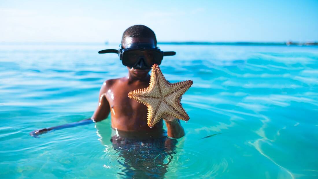Young boy snorkeling