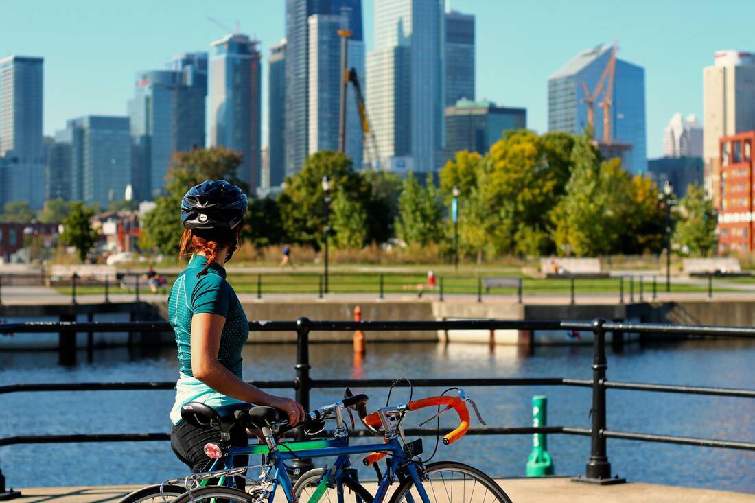 Cyclist in Montreal, Canada