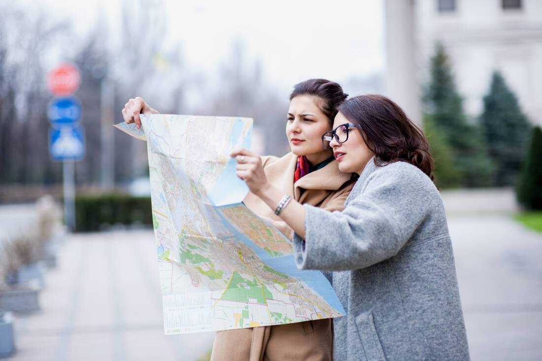 Couple looking at map