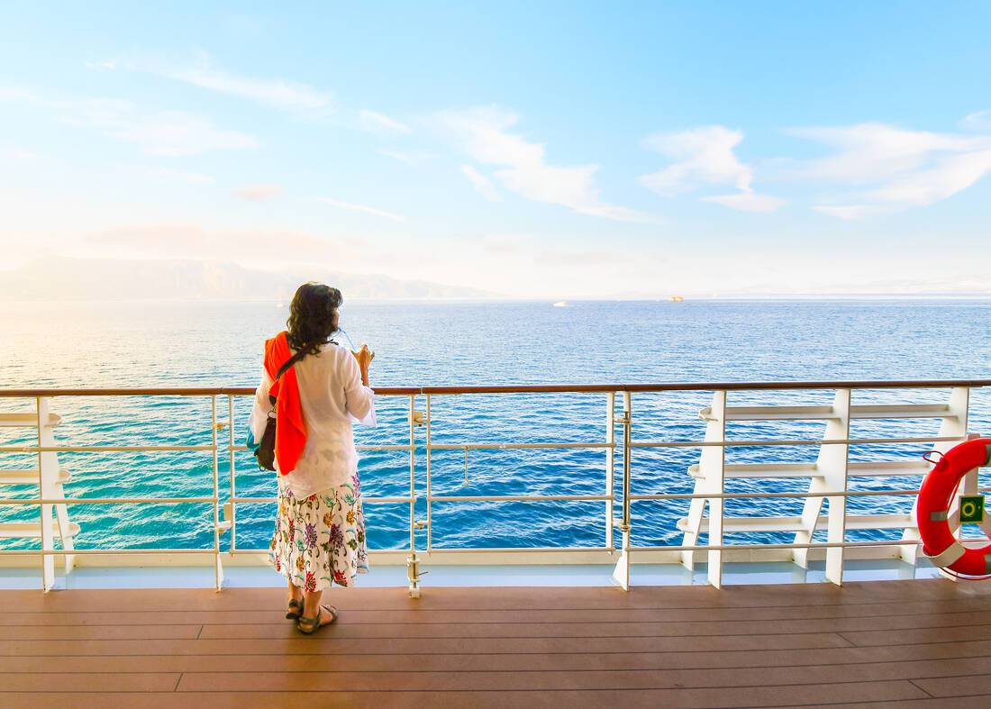 Woman on a cruise ship