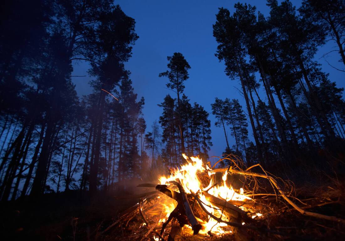 Campfire in Alaskan wilderness
