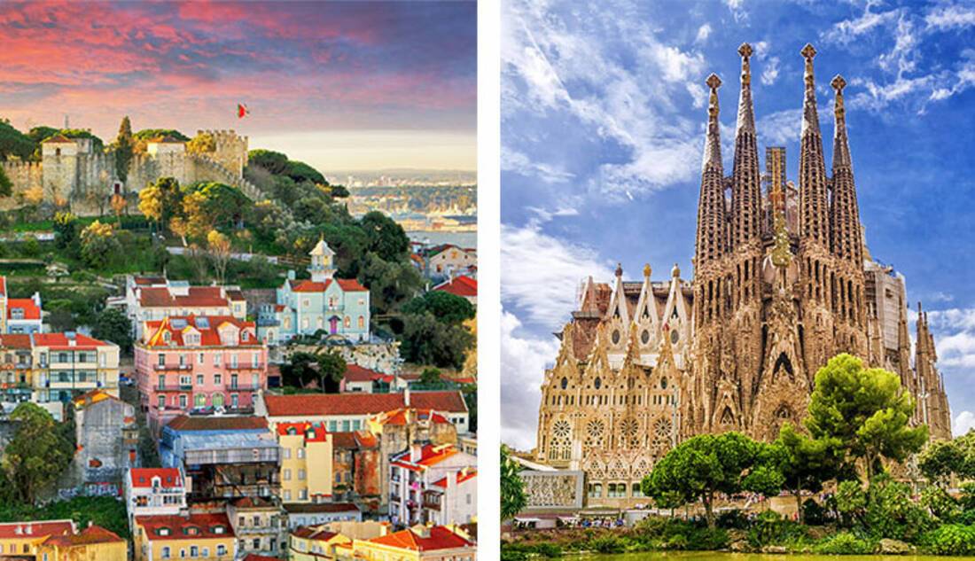 Lisbon, Portugal and Barcelona, Spain