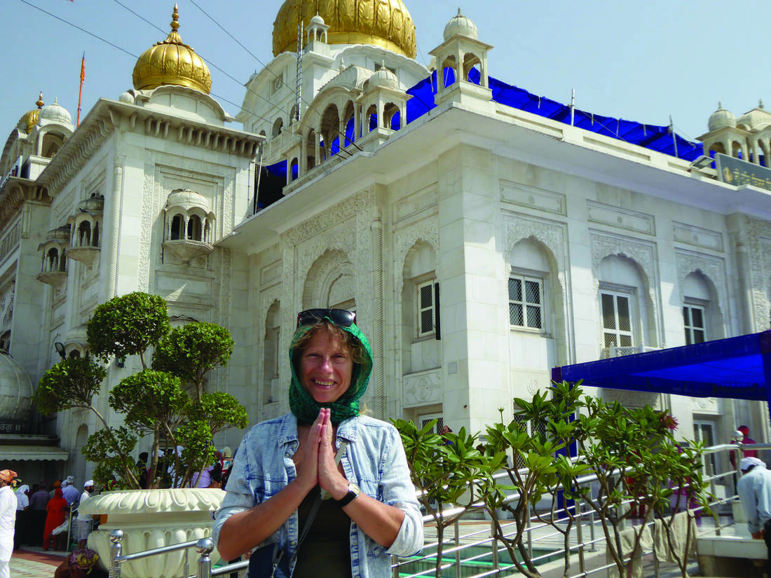 Jane at Gurudwara Bangla Sahib
