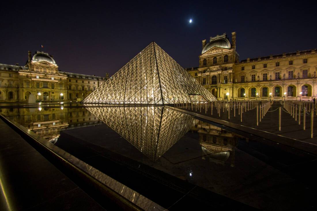 Louvre at night in Paris