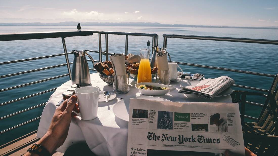 Someone enjoying breakfast on a cruise