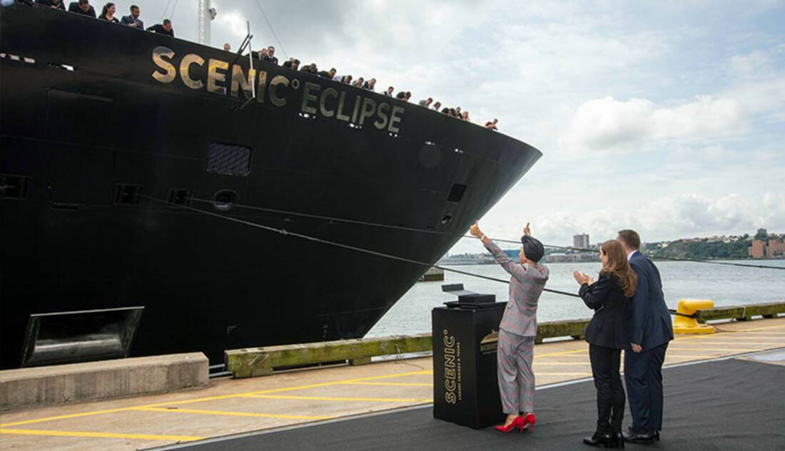 Dame Helen Mirren celebrates christening of Scenic Eclipse