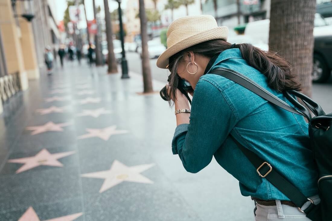 Woman at Hollywood Walk of Fame