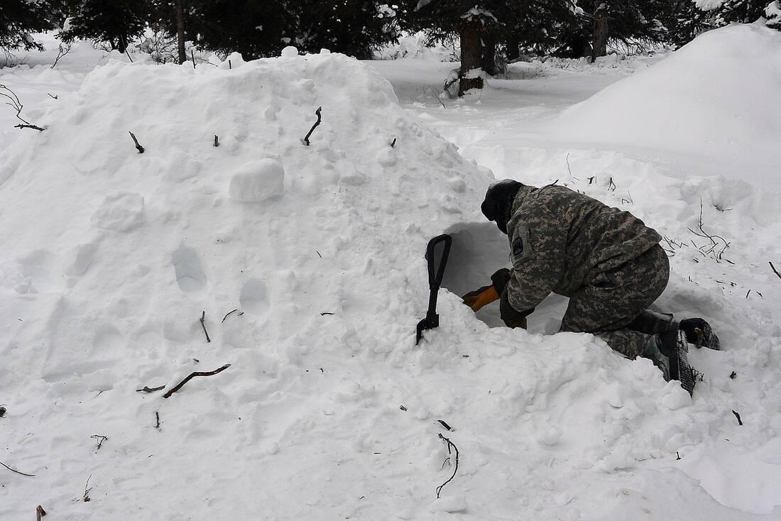 Quinzhee shelter in Alaska