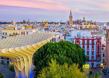 A panoramic aerial view of Seville