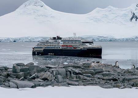 MS Fridtjof Nansen in Damoy Point, Antarctica