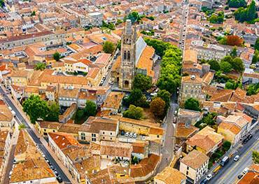 An aerial view of Libourne