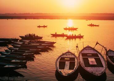 Small boats on the Ganges