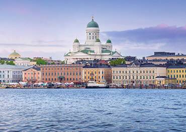 Helsinki skyline at sunset