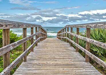 The boardwalk leading to Canaveral National Seashore