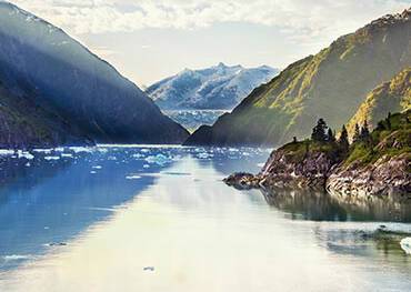 A panoramic view of Tracy Arm Fjord