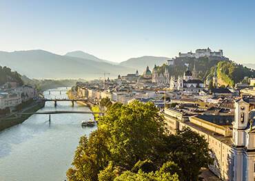 The sun shining over Salzburg