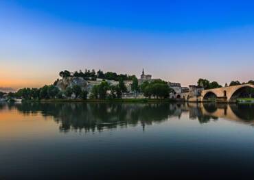 A panoramic view of Avignon from the Rhone River