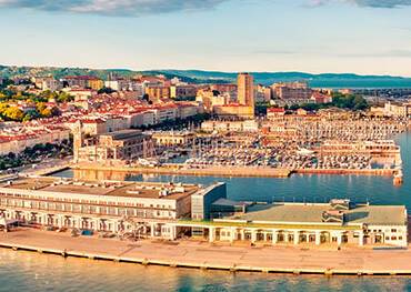 An aerial view of Trieste