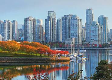A panoramic view of Vancouver in autumn