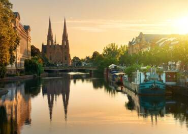 Church of St. Paul in Strasbourg at sunrise, France