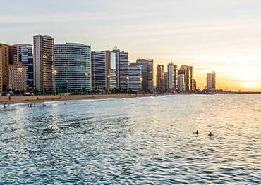 A panoramic view of Fortaleza at sunset