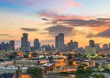 A panoramic view of New Orleans at sunset