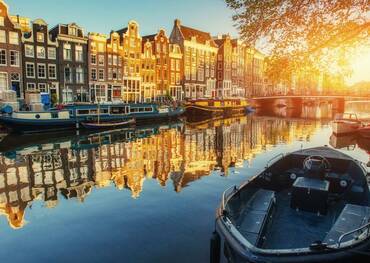 Canal at sunset, Amsterdam