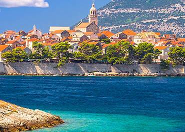 A panoramic view of Korcula from the water