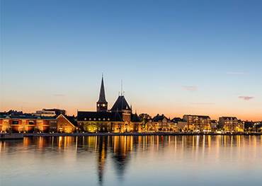 View of Aarhus' harbour at dusk