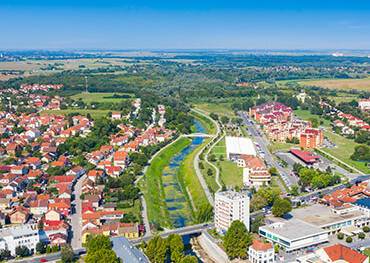 An aerial view of Vukovar