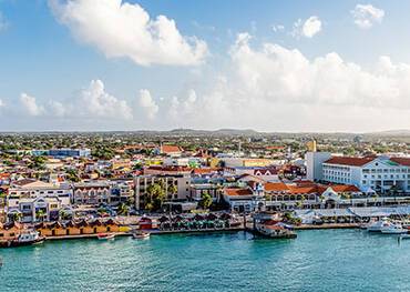An aerial view of Oranjestad