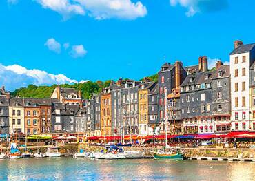 A panoramic view of Honfleur's harbour