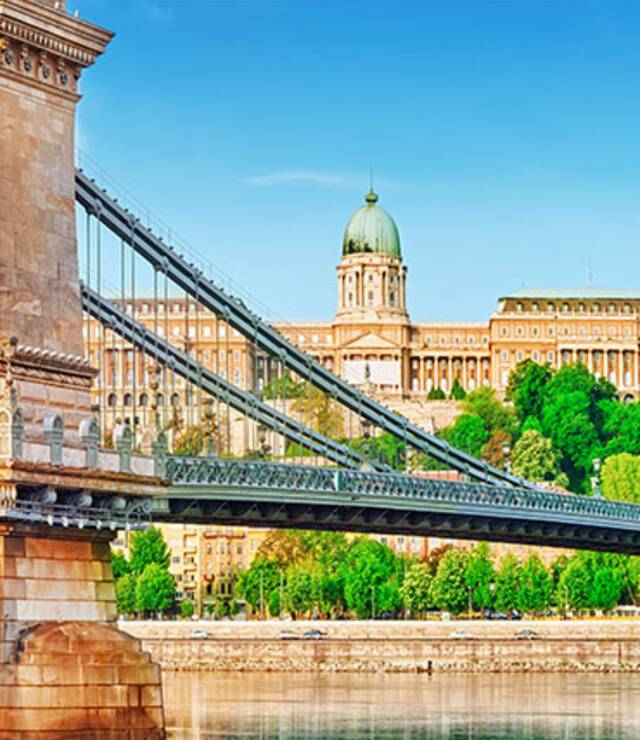 A panoramic view of Chain Bridge in Budapest