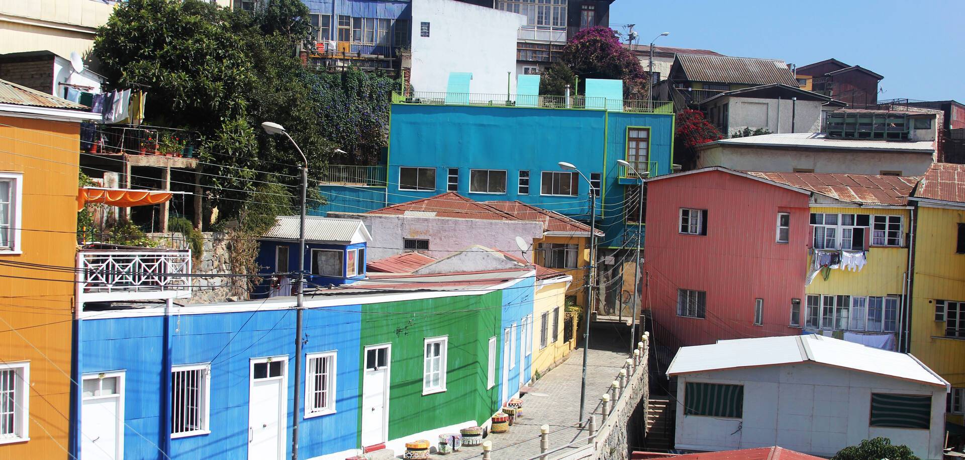 Colorful houses at Hill Bellavista in Valparaiso, Chile