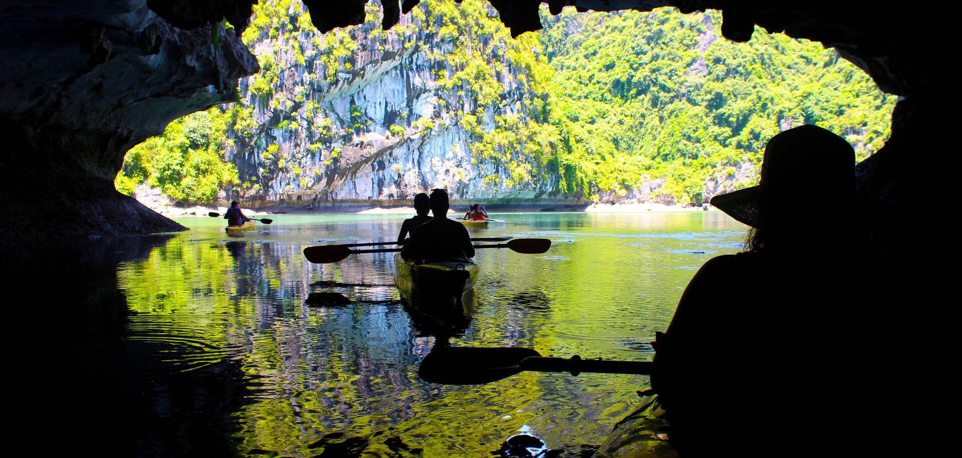 Kayaking inside Halong Bay