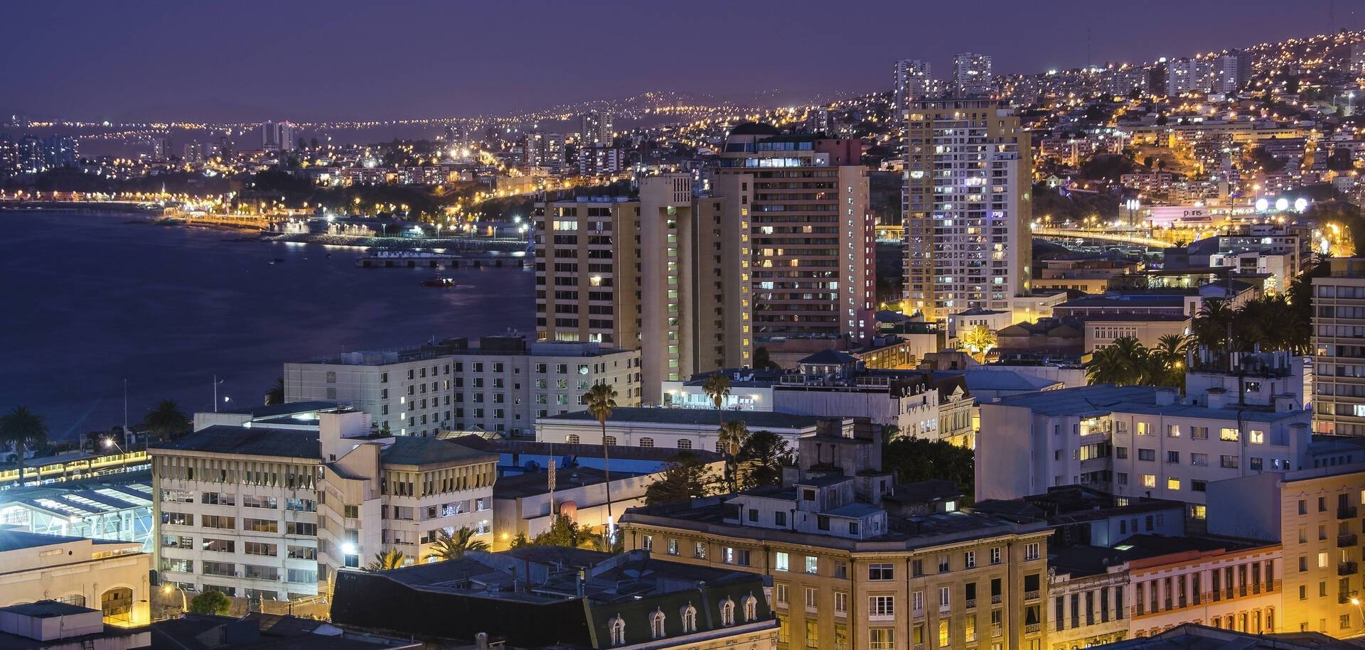 Evening cityscape of Valparaiso, Chile